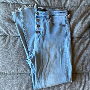 High Rise Raw Ankle Button-Up Skinny Jeans 8/29